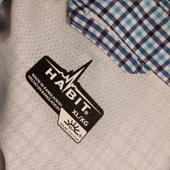 Habit Men's Solar Factor 40+ Outdoor / Fishing Blue Plaid Shirt - Picture 8 of 9